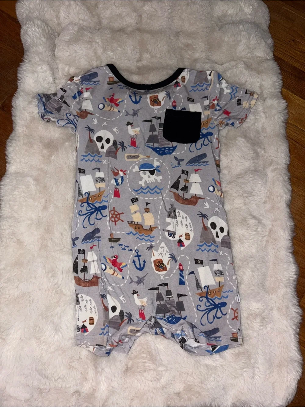 Little Sleepies Pirate Map One-Piece Romper